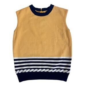 St. John Collection by Marie Gray Cami knit Sleeveless Blue/yellow Santana Sz S